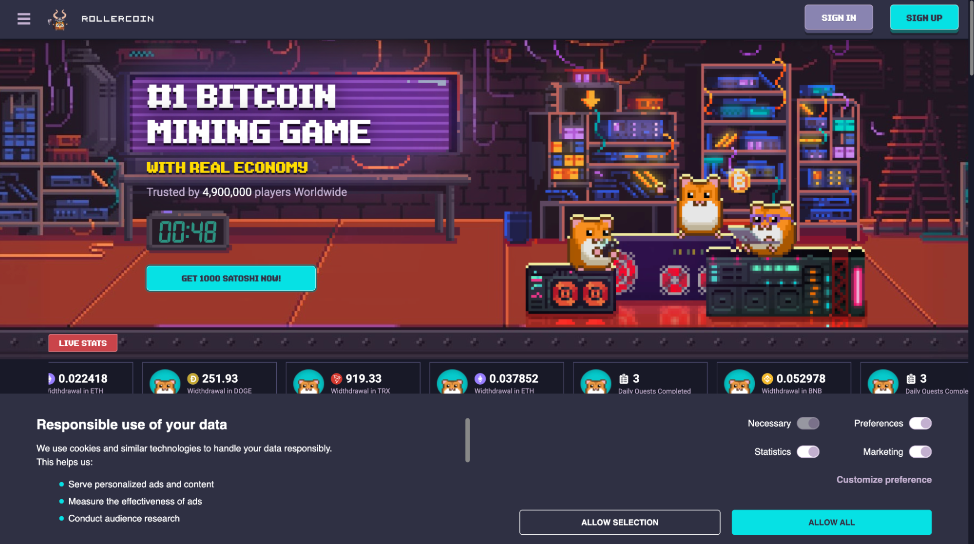 Rollercoin Website