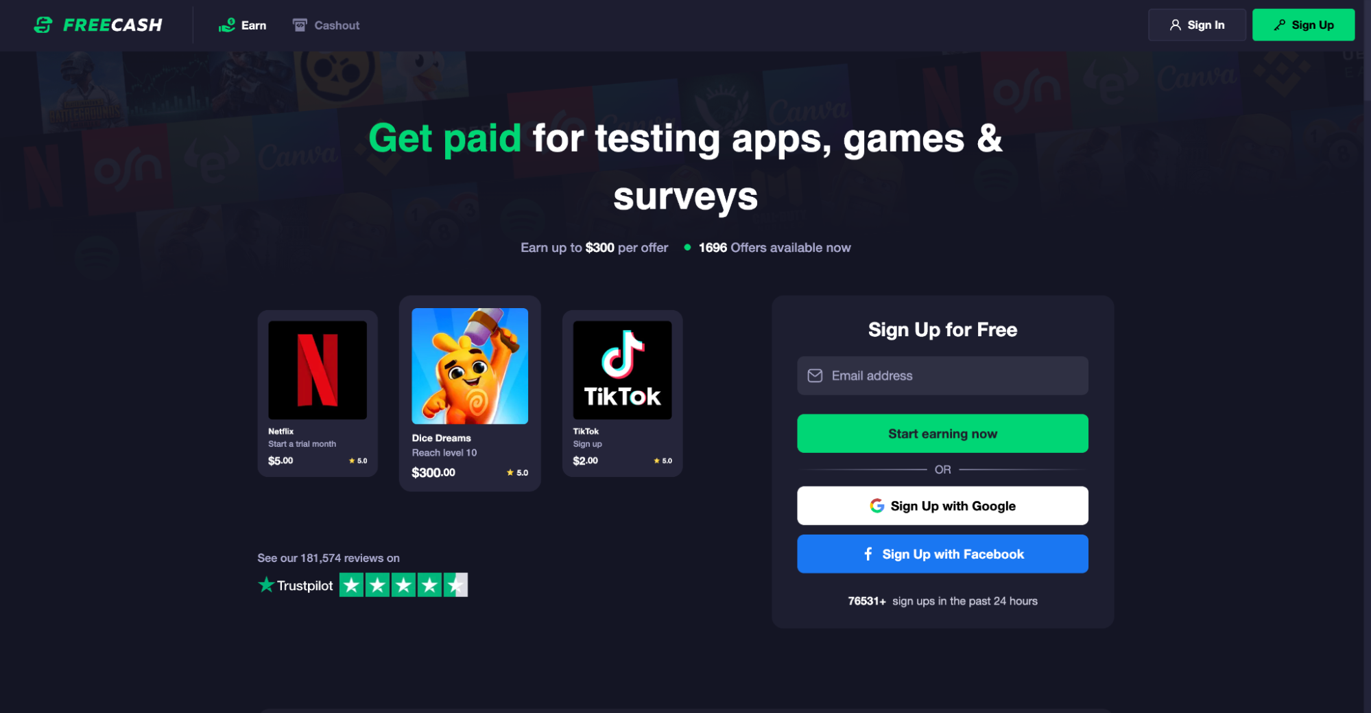 FreeCash Website
