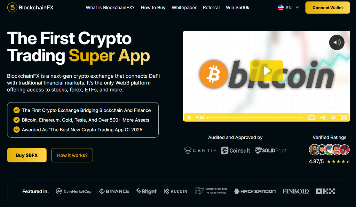 BlockchainFX homepage