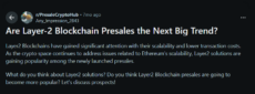 Reddit post about Layer 2 crypto projects