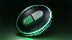 Pump.fun logo featuring green and white pill capsule icon on a black background