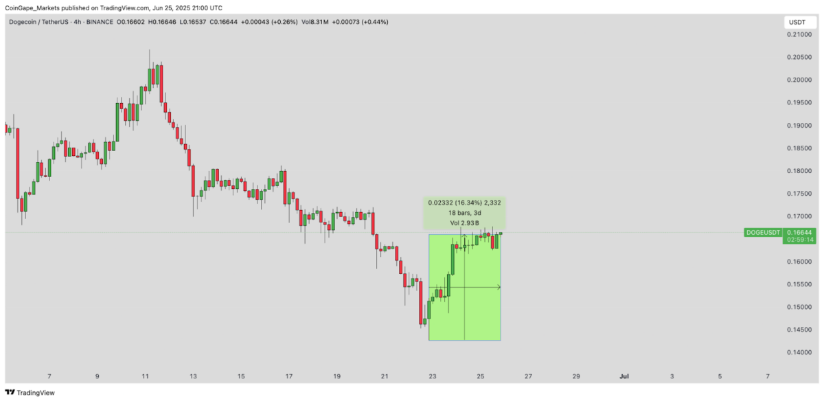 Dogecoin price action | Source: TradingView