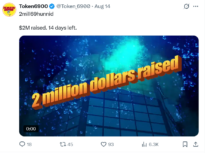 Token600 announces it has surpassed $2M in funds raised. Source Token600 X Post
