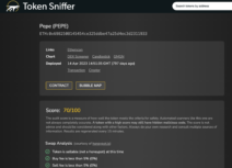 TokenSniffer security analysis page for PEPE token contract verification