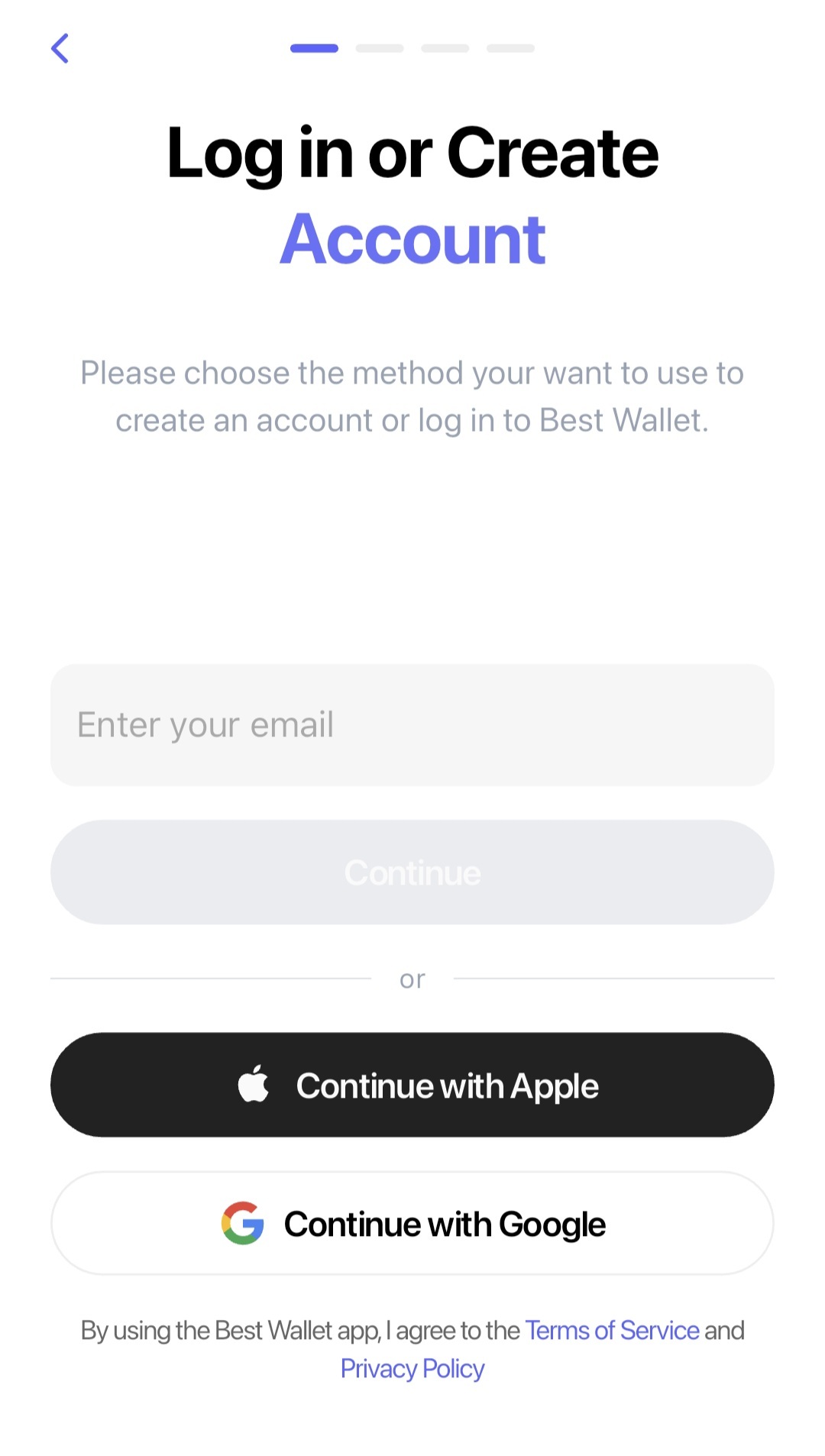 Best Wallet login interface for creating new cryptocurrency wallet accounts