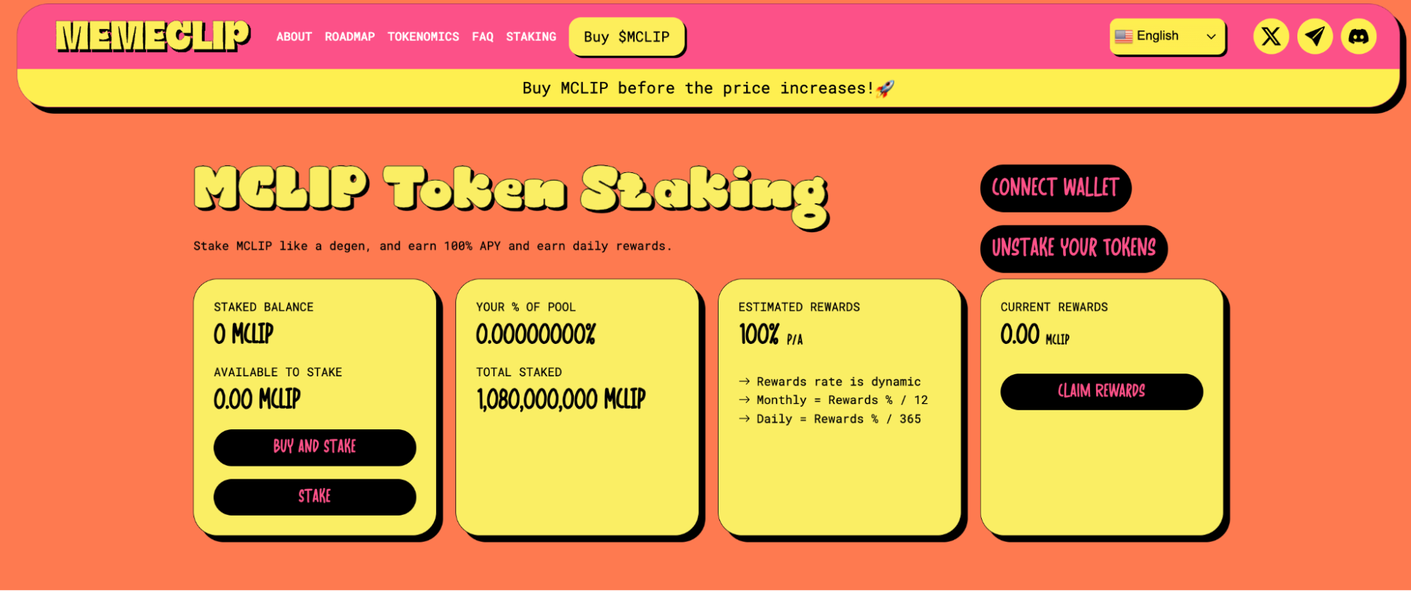 MCLIP token staking window