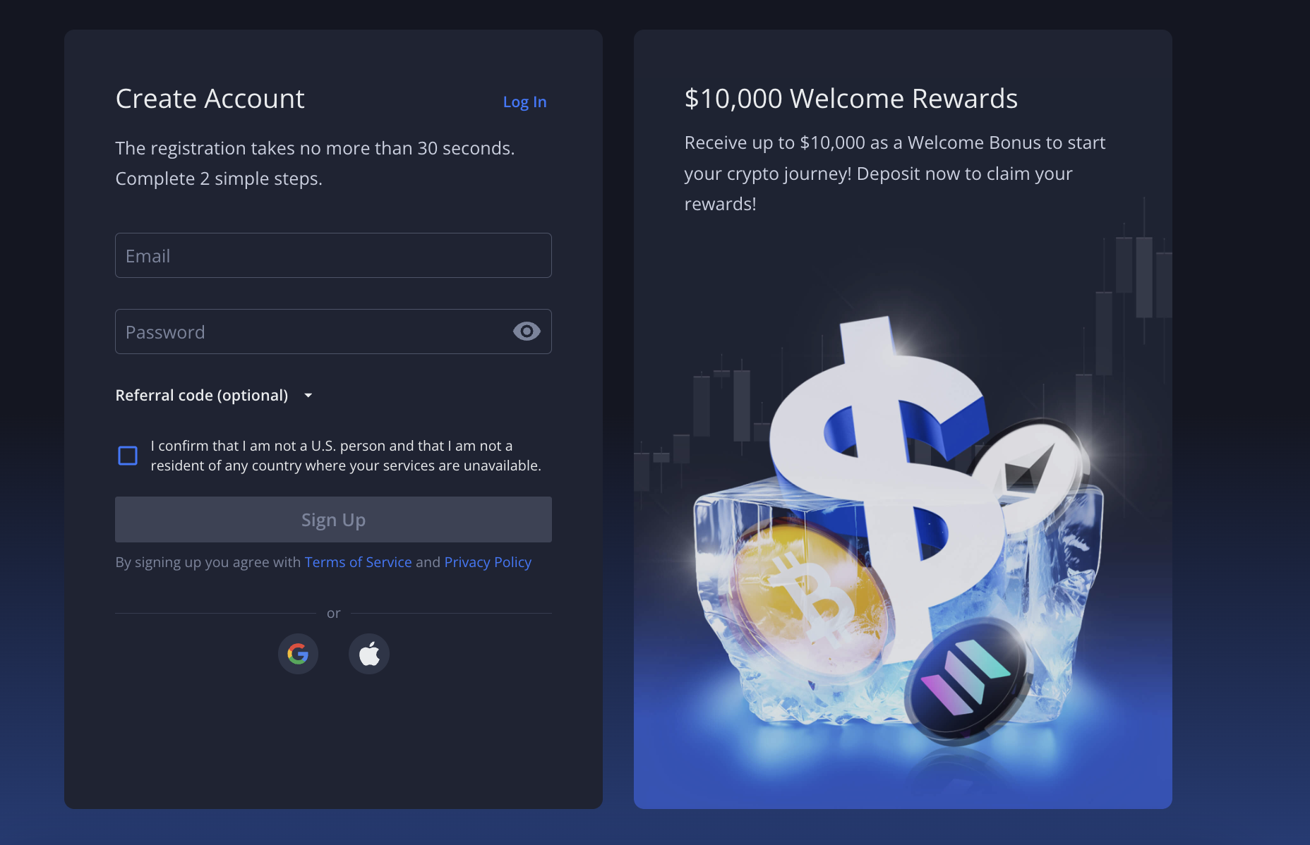 Opening an account on Margex 