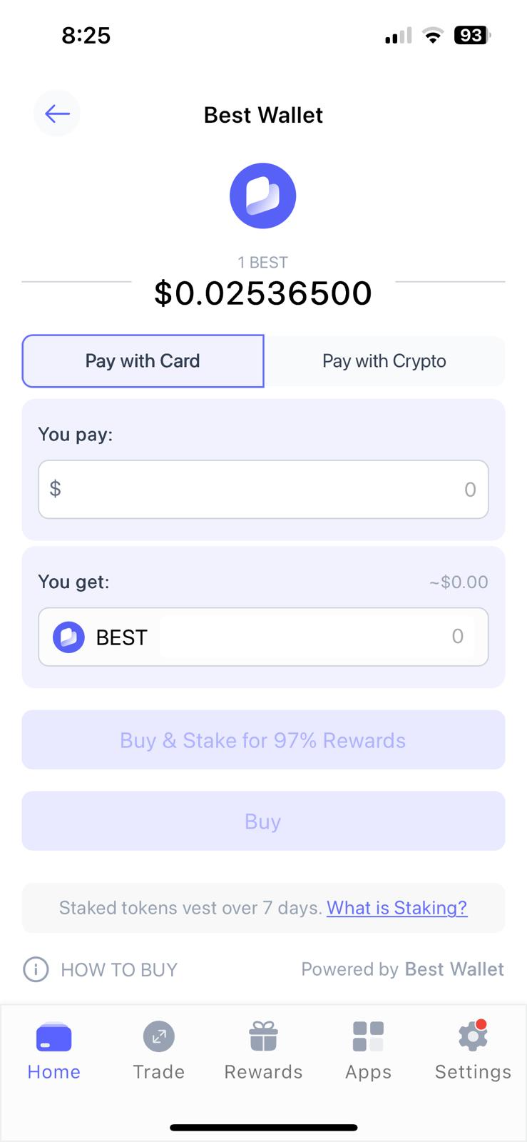 The Best Wallet Token presale offers 97% staking rewards. Source: Best Wallet