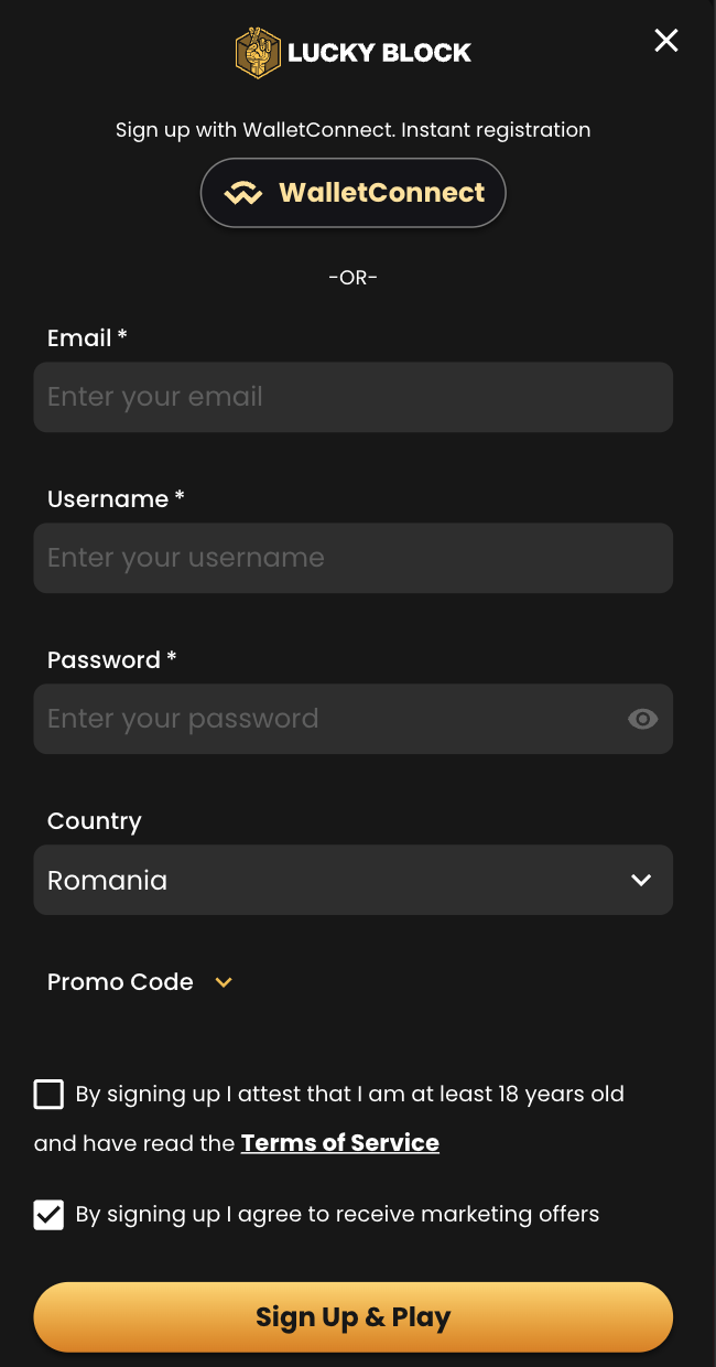 lucky block sign up