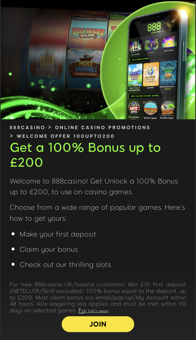 888 casino welcome bonus
