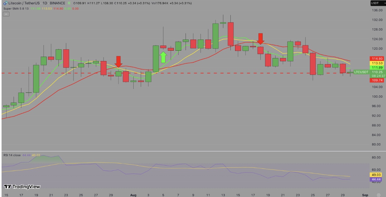 Litecoin (LTC) Technical Price Analysis | TradingView | LTCUSDT 24H Chart