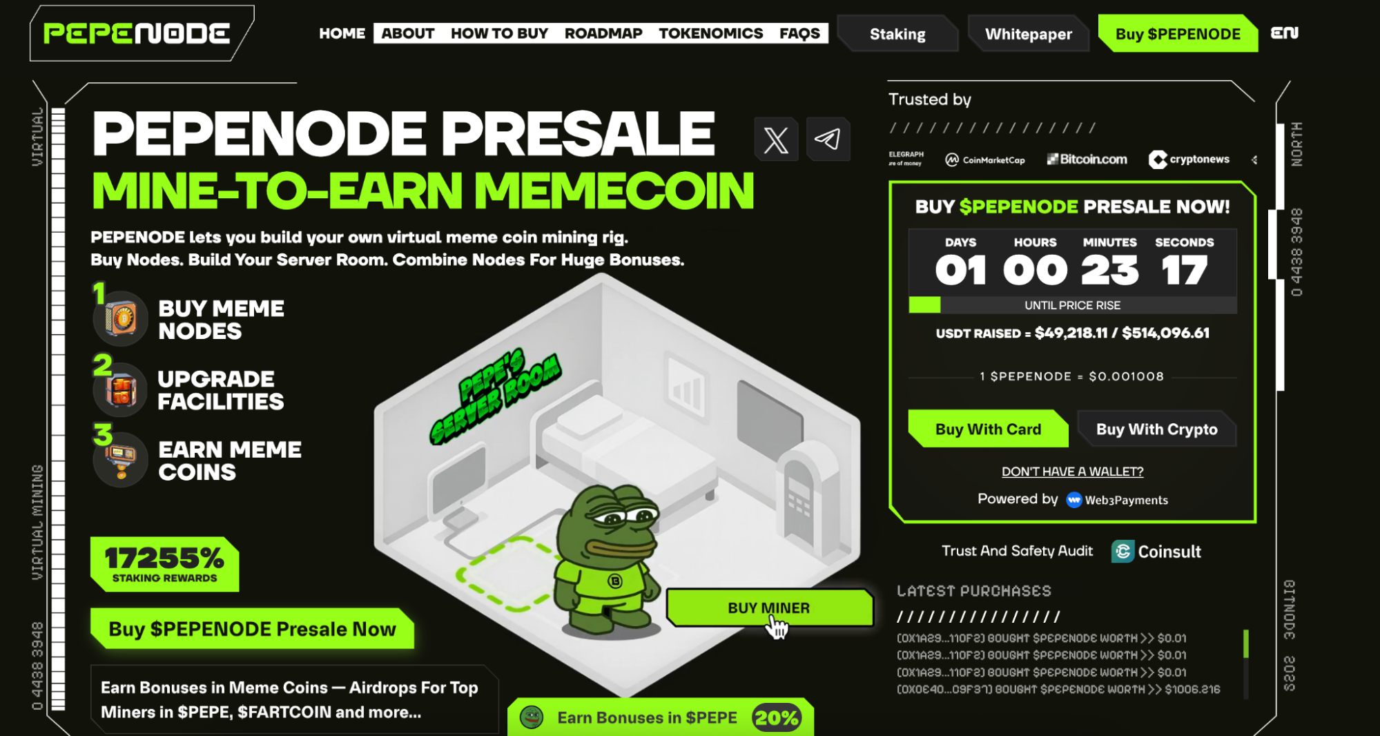 PepeNode presale page