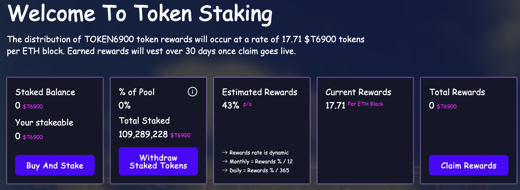 TOKEN6900 staking overview