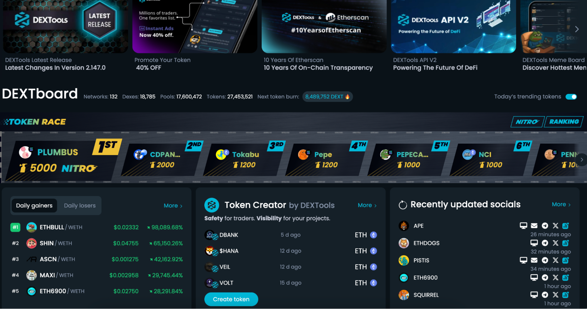 DexTools board. Source: DexTools website