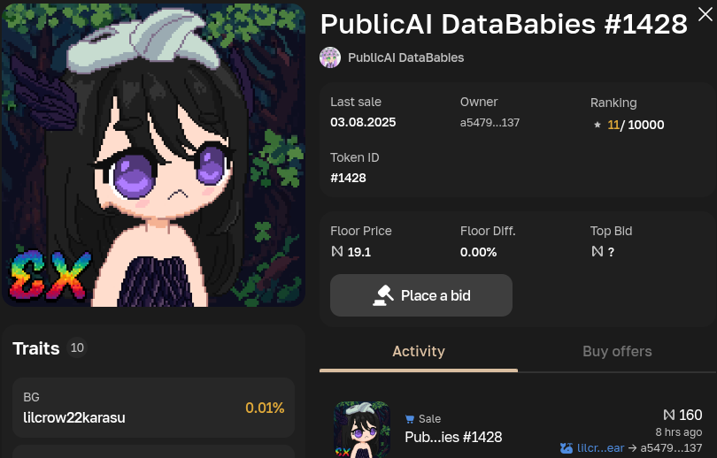 PublicAI DataBabies #1428 | Source: HOTCraft.art