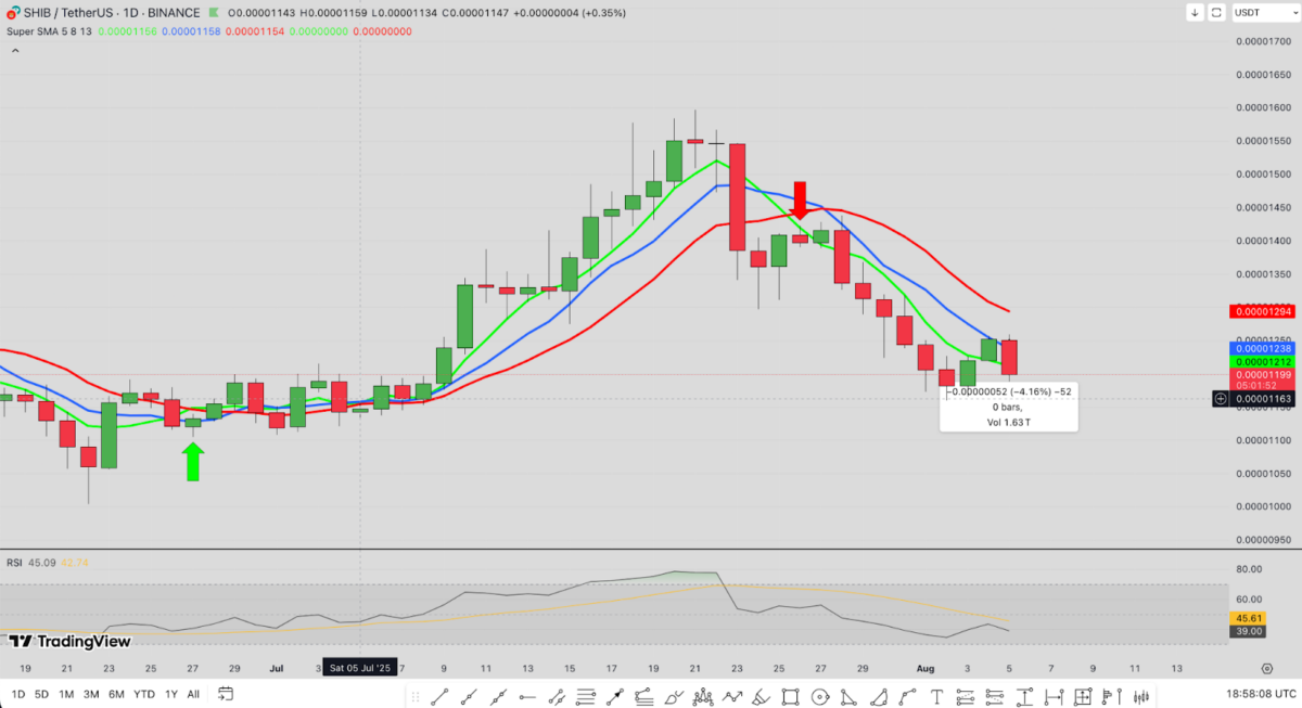 Shiba Inu Price Forecast | TradingView, Aug 5