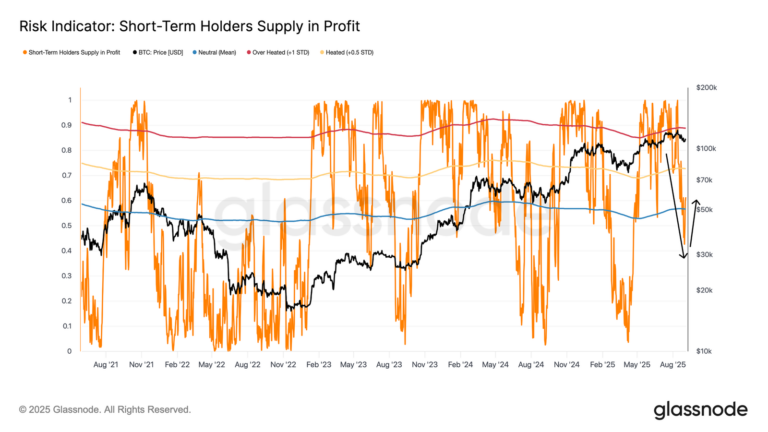 bitcoin short term holders supply in profit chart