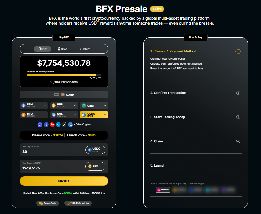 How to buy Blockchain FX on its presale homepage