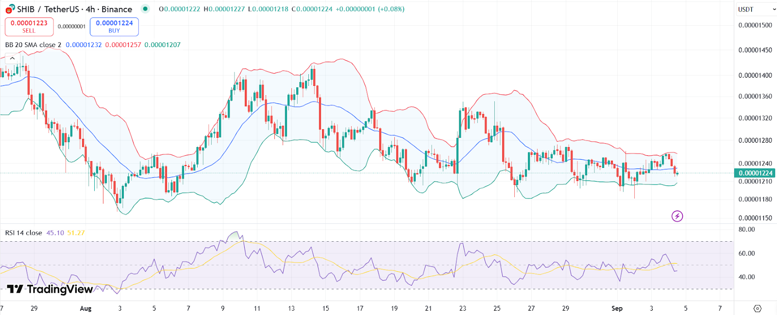 shibs four hour price chart