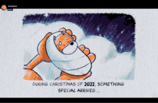 An animated clip showing the creation story of BONK