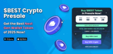 BEST token presale page - next gen crypto wallet 2025, countdown timer, buy with card or crypto, available on Google Play and App Store