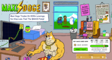 The official Maxi Doge presale website with purchase widgets and the presale countdown timer