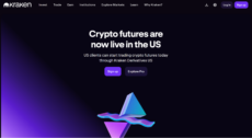 Kraken futures homepage with banner "Crypto futures are now live in the US