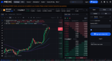 MEXC trading platform showing BTC/USDT perpetual futures