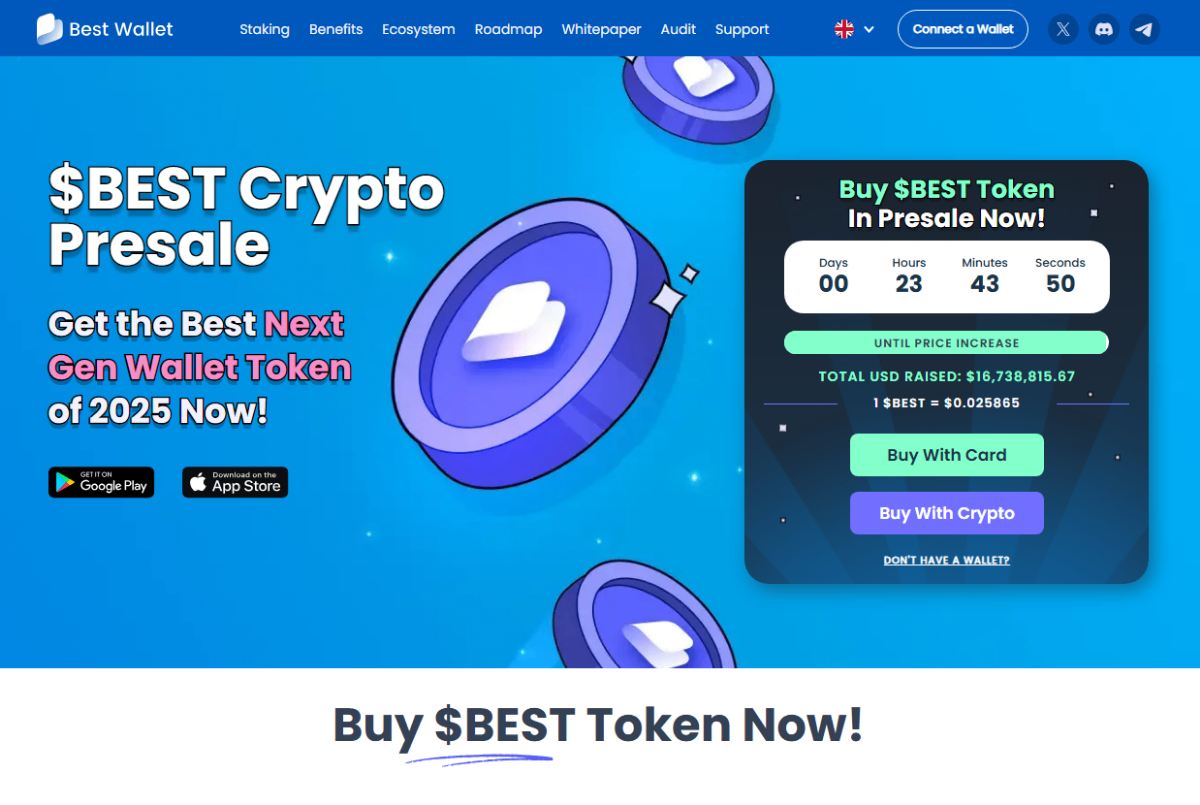 website of the Best Wallet token