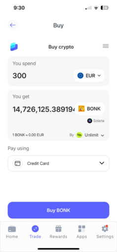 Best Wallet buy Bonk with credit card