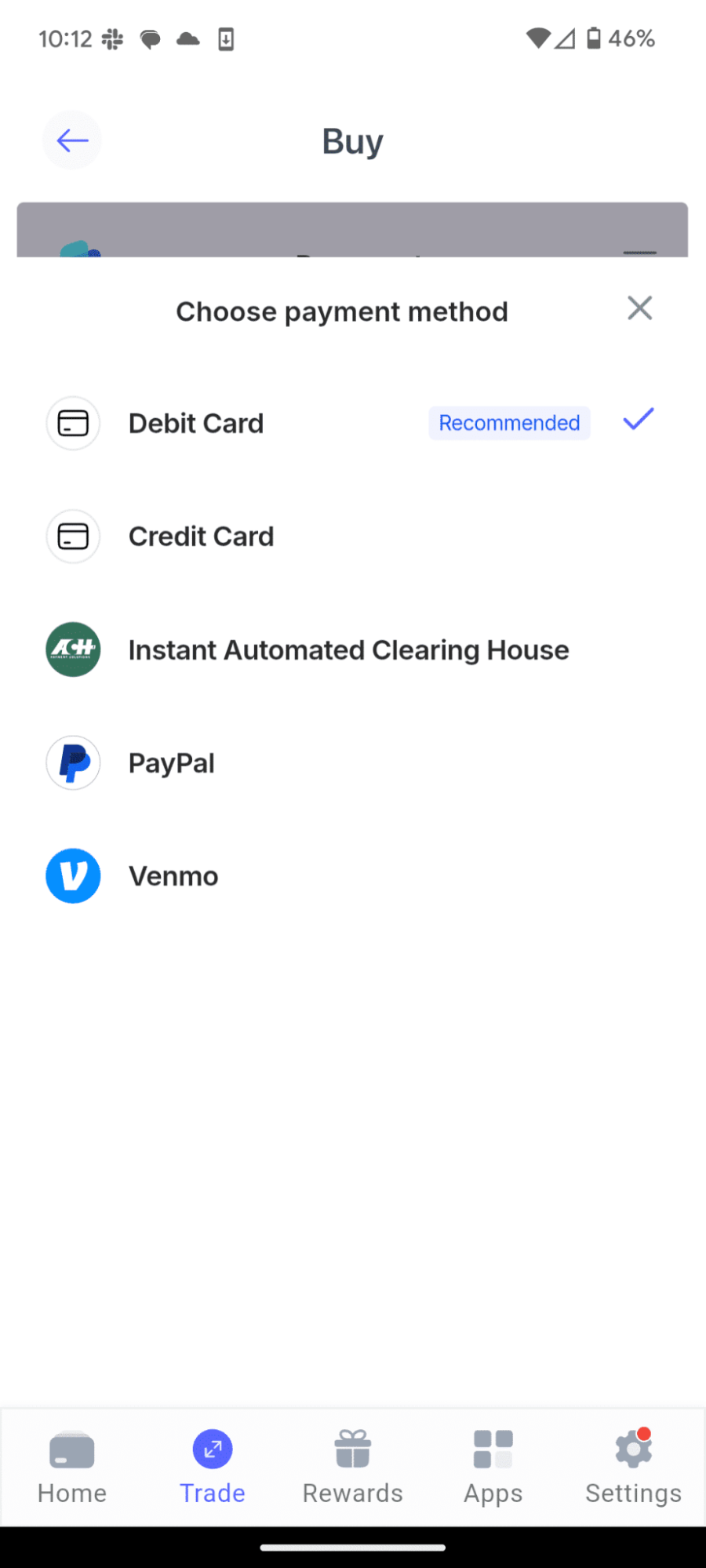 Payment methods for buying Bitcoin with Best Wallet. Source: Best Wallet