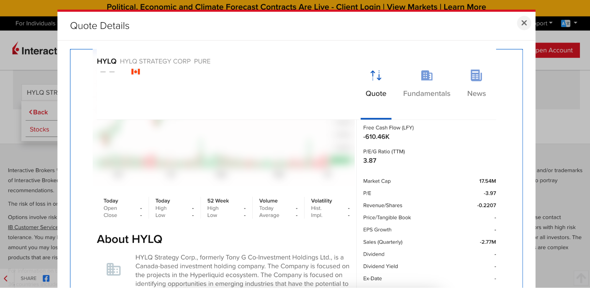 Interactive Brokers offers extensive market data when trading stocks. Source: Interactive Brokers