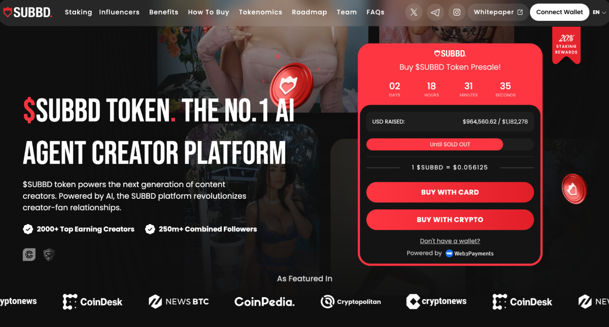 SUBBD presale homepage dashboard