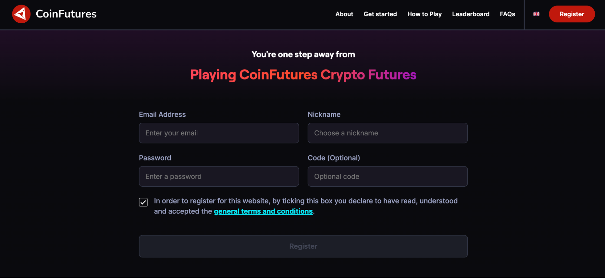 CoinFutures open account