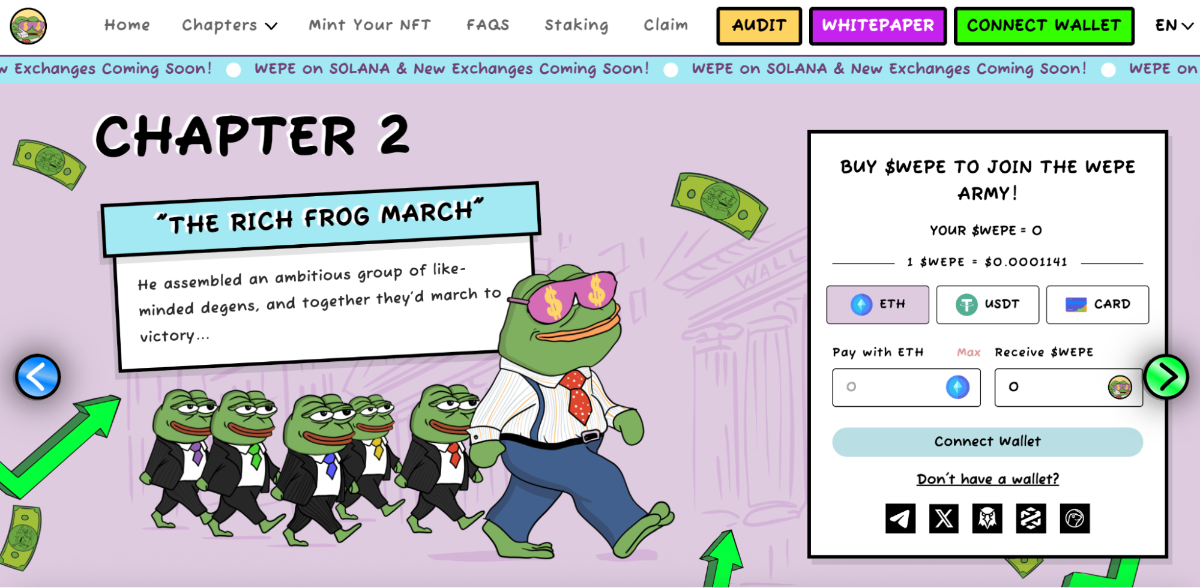 Promotional art for Wall Street Pepe featuring a rich frog march