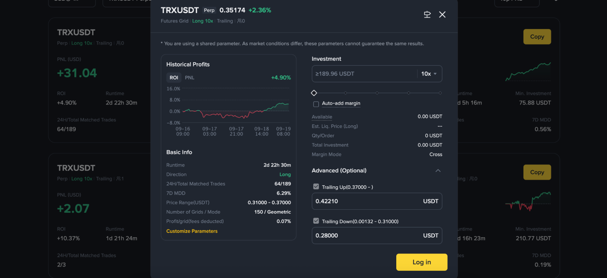Trading TRX on Binance