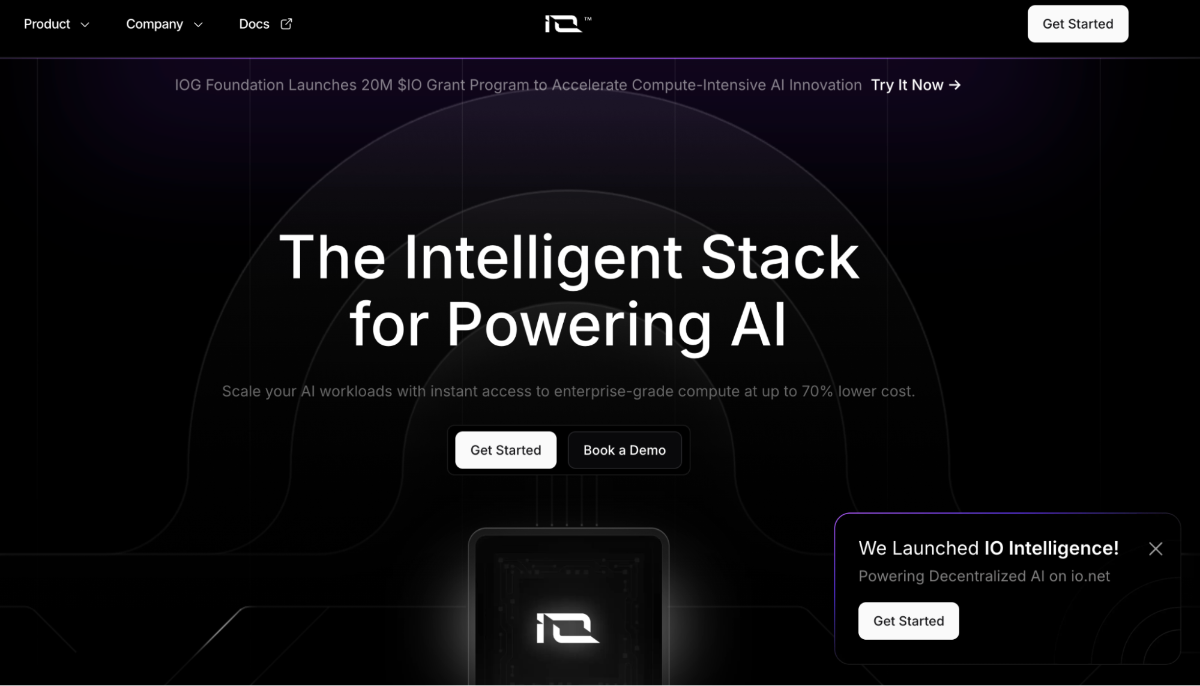 IO project homepage. Source: Io.net