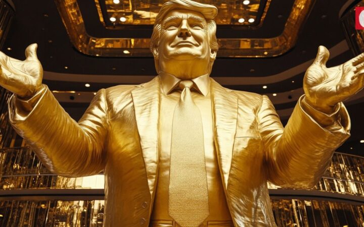 All Hail Trump? Crypto Fans Build 12-Foot Golden Trump Bitcoin Statue in DC