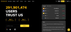 Binance's homepage claims over 290 million registered users