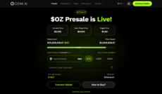 Presale homepage of Ozak AI