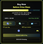 Remittix presale interface displaying the amount sold of RTX token with payment options