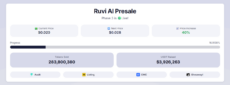 Ruvi AI presale statistics from its website