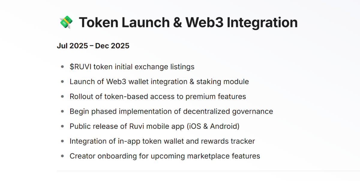Roadmap of AI superapp project Ruvi AI