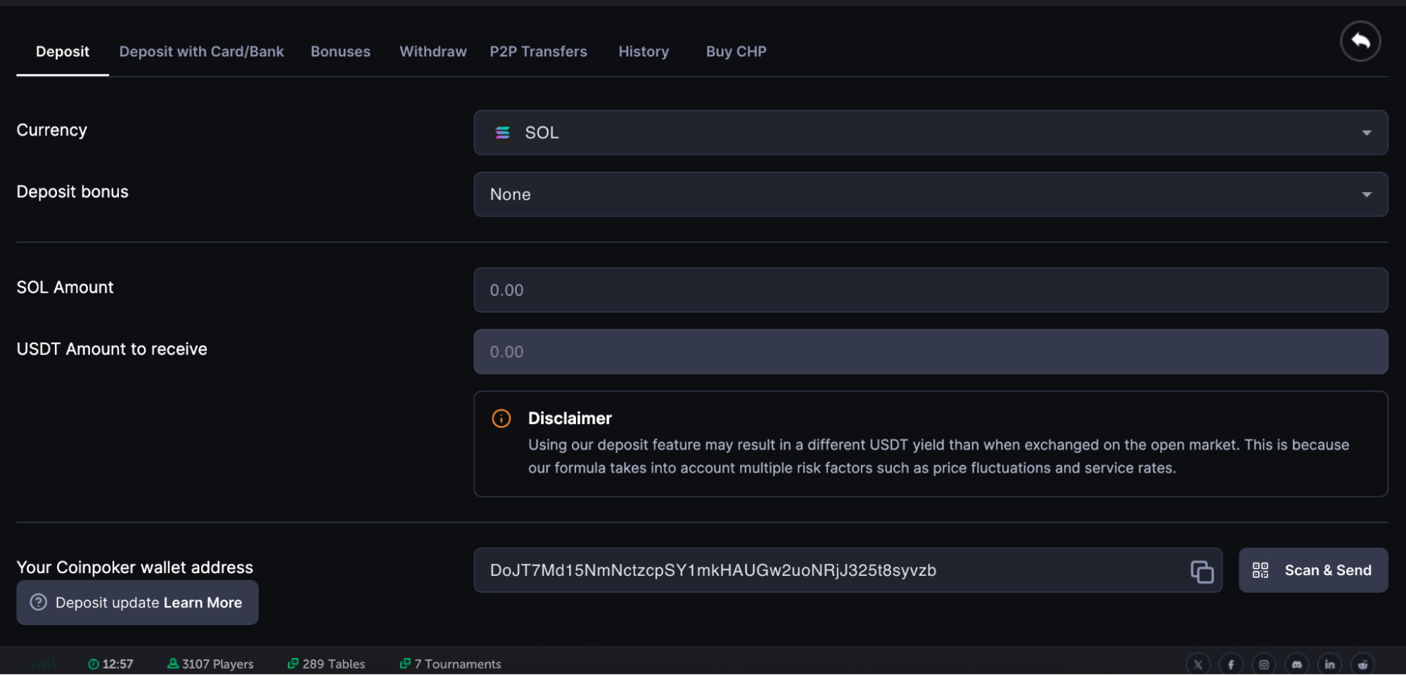 CoinFutures crypto deposits via wallet transfers