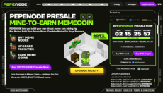 Presale homepage of PEPENODE