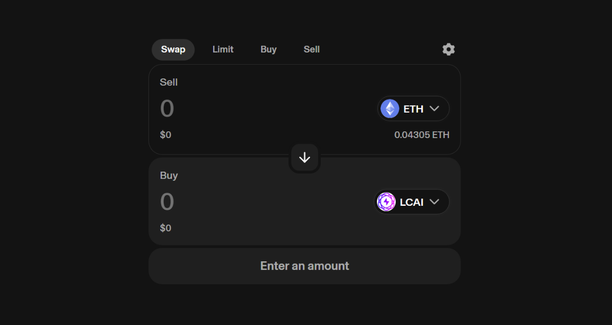 Screenshot showing how to buy lightchain AI with Uniswap