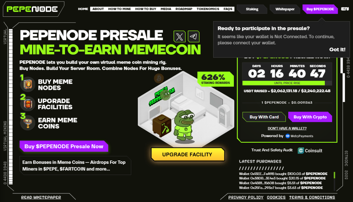 PEPENODE presale homepage