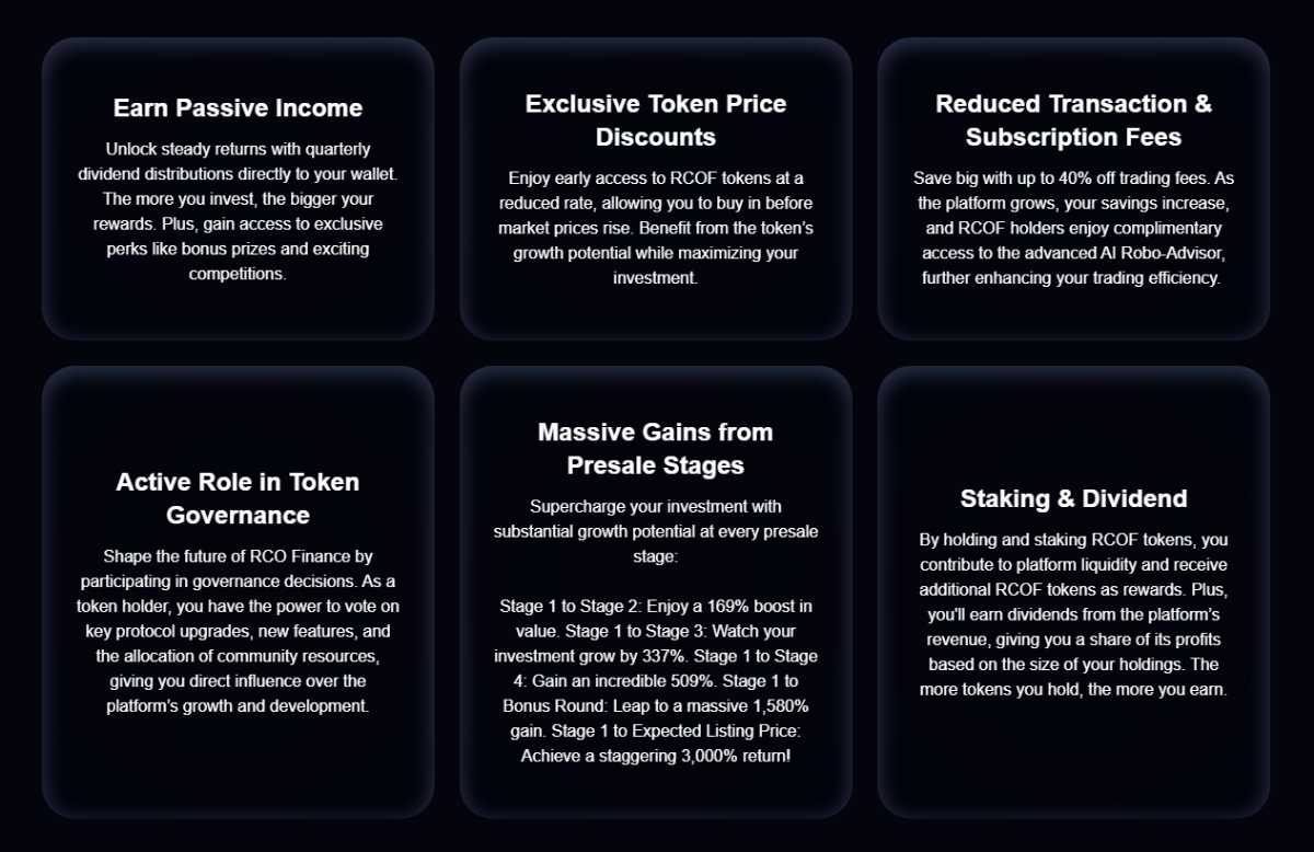 RCOF token benefits diagram from its website