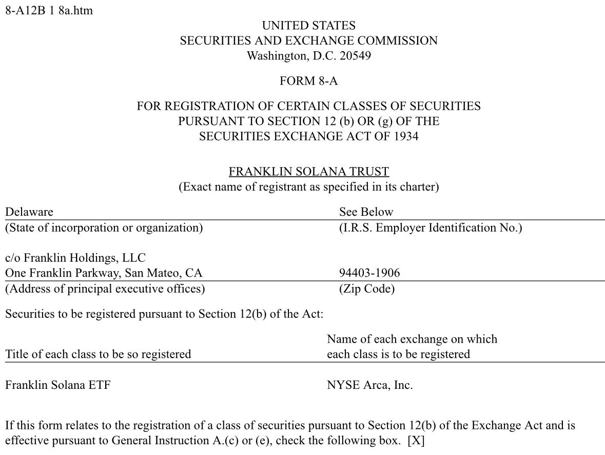 Franklin Templeton Solana ETF filing | Source: SEC