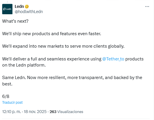 Ledn announcement | Source: X.com